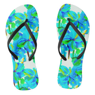 Sublime Himalayan Poppy Aqua Green Floral Muster Flip Flops