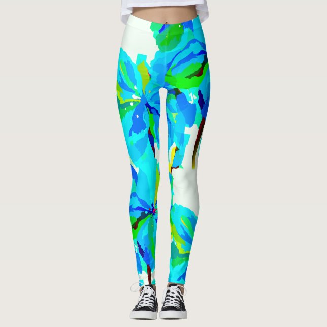 Sublime Himalayan Poppy Aqua Green Floral Muster Leggings (Vorderseite)