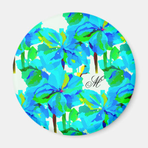 Sublime Himalayan Poppy Aqua Green Floral Muster Magnet