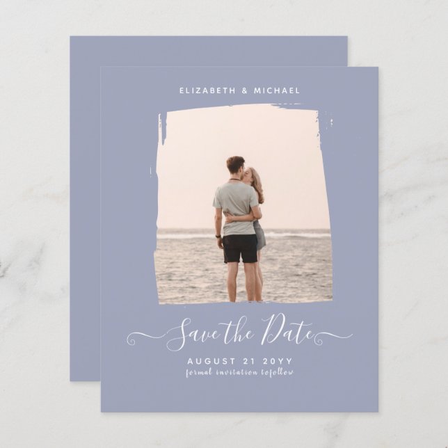 Sublime Minimalistisch FOTO Save the Date Dusty Bl (Vorne/Hinten)