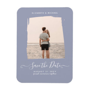 Sublime Minimalistisch FOTO Save the Date Dusty Bl Magnet