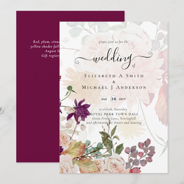 Sublime Mulberry orange Floral Wedding Suite (Vorne/Hinten)