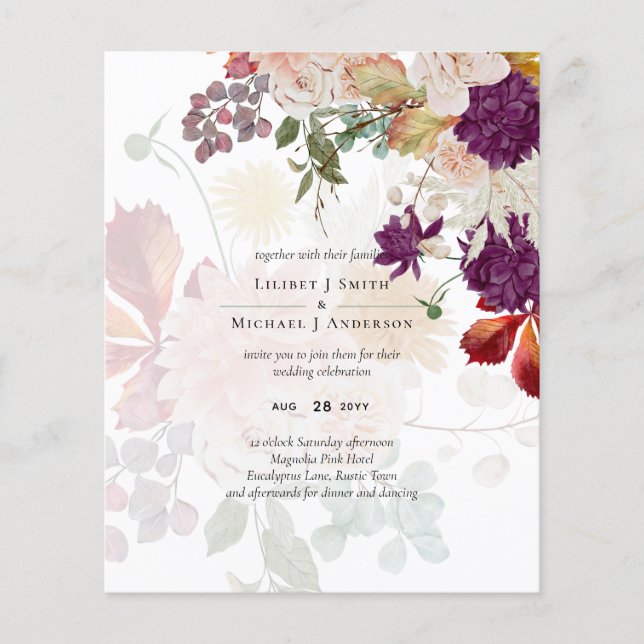 Sublime Mulberry orange Floral Wedding Suite Flyer (Vorne)