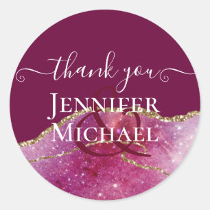 Sublime Pink Achat Gold Glitter Hochzeit Chic Runder Aufkleber