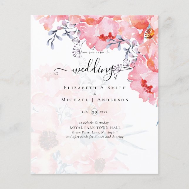 Sublime Pink Blossoms WEDDING SUITE - BUDGET Flyer (Vorne)