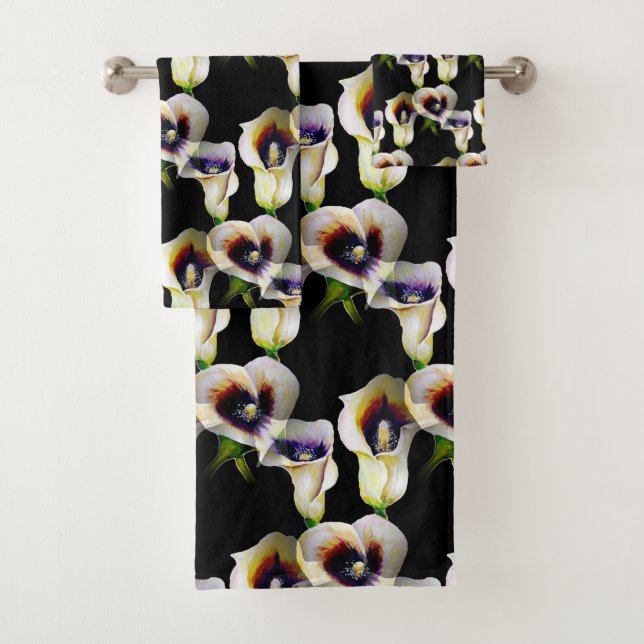 Sublime Watercolor Arum Calla Lilies Badhandtuch Set (Insitu)