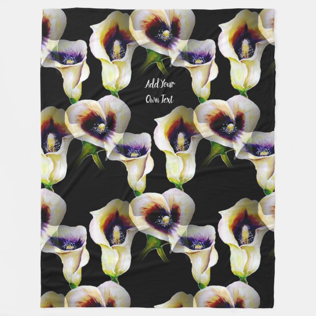 Sublime Watercolor Arum Calla Lilies Fleecedecke (Vorderseite)