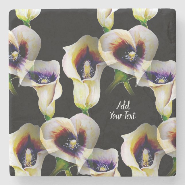 Sublime Watercolor Arum Calla Lilies Steinuntersetzer (Vorderseite)