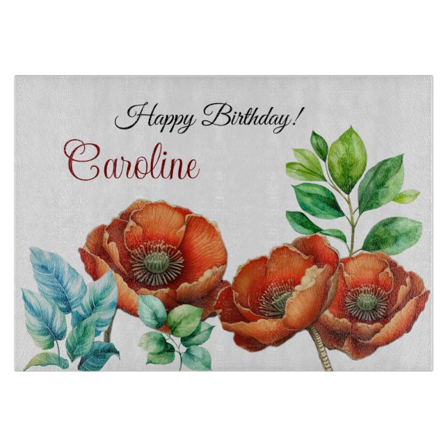 Sublime Watercolor Bold Red Poppies Schneidebrett (Vorderseite)