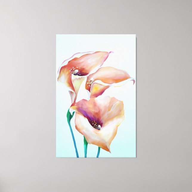 Sublime Watercolor Calla Lilies Leinwanddruck (Vorderseite)