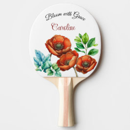Sublime Watercolor Red Poppies Happy Retirement Tischtennis Schläger