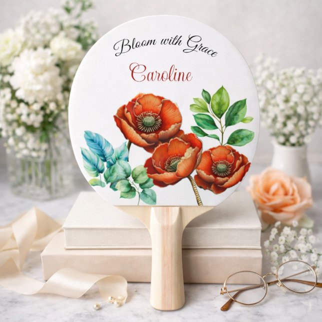 Sublime Watercolor Red Poppies Happy Retirement Tischtennis Schläger (Von Creator hochgeladen)