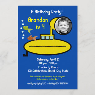 Submarine Geburtstagsparty mit Foto Einladung