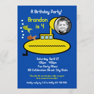 Submarine Geburtstagsparty mit Foto Einladung