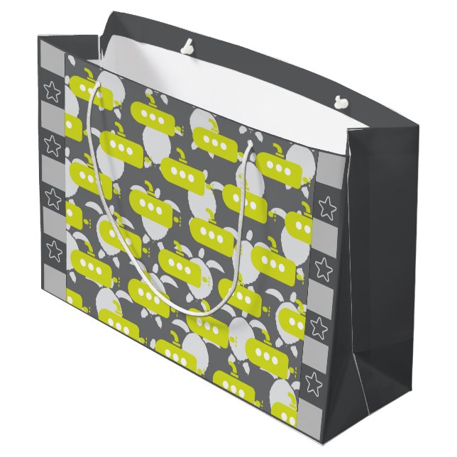 Submarines & Turtles Große Geschenktüte (Rückseite Schrägansicht)