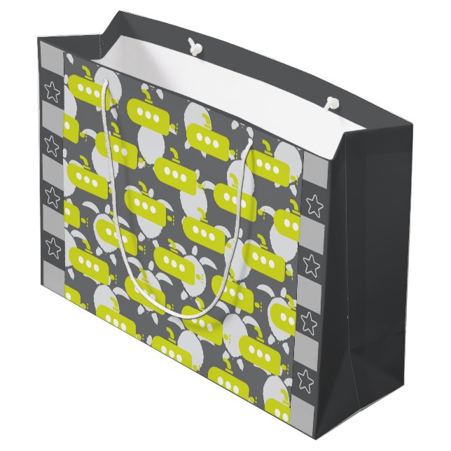 Submarines & Turtles Große Geschenktüte (Rückseite Schrägansicht)