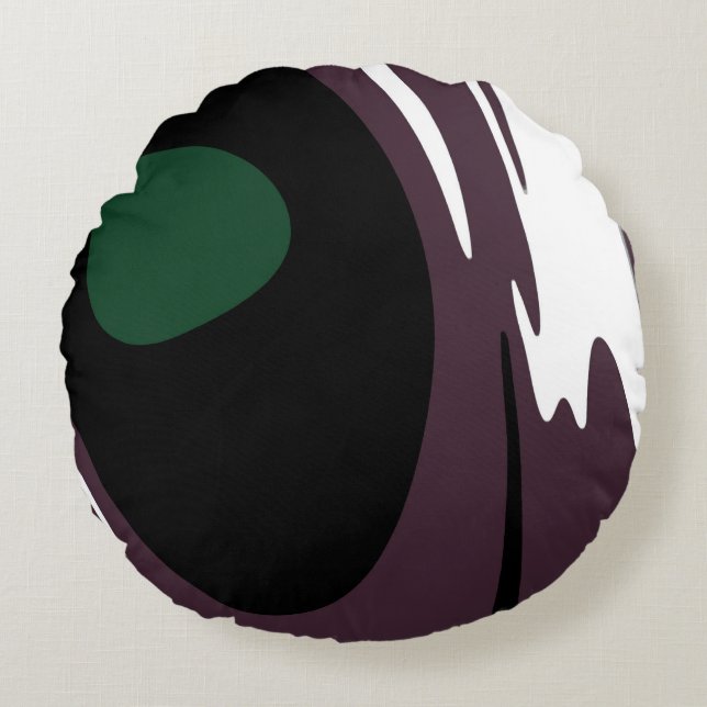 Submersion: Abstract Black, White, Purple & Green Rundes Kissen (Vorderseite)