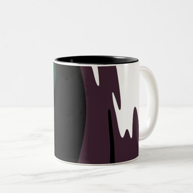 Submersion: Abstract Black, White, Purple & Green Zweifarbige Tasse (VorderseiteRechts)
