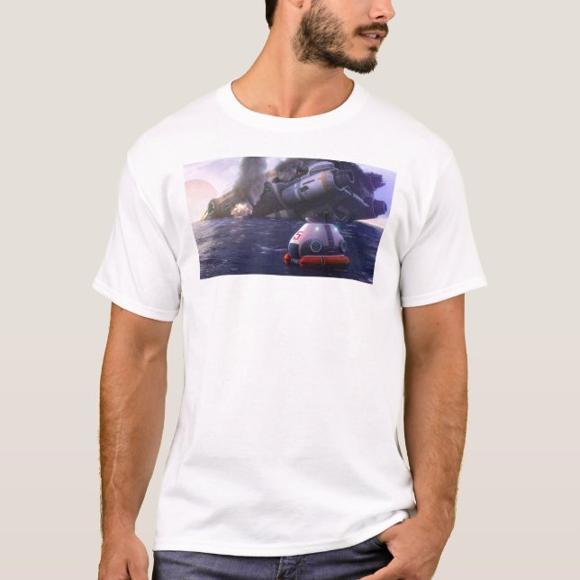 Subnautica Escape Pod Artwork Aurora Poster T-Shirt (Vorderseite)