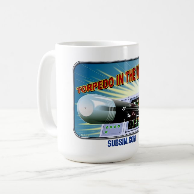 SUBSIM Torpedo im Wasser 15. oz Tasse (Vorderseite Links)