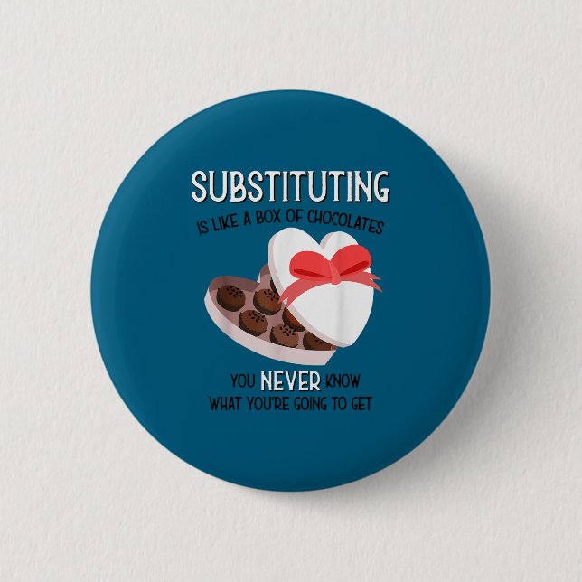 Substitute School Teacher Valentine S Day Gift For Button (Vorderseite)