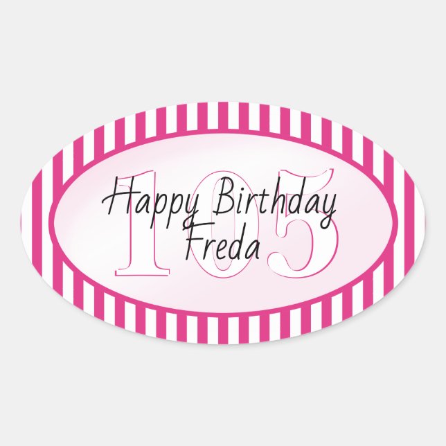 Subtile Age Fuchsia/White Simple Stripes Muster Ovaler Aufkleber (Vorderseite)