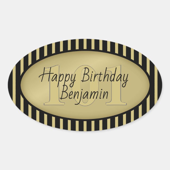 Subtile Age Gold/Black Simple Stripes Muster Ovaler Aufkleber (Vorderseite)