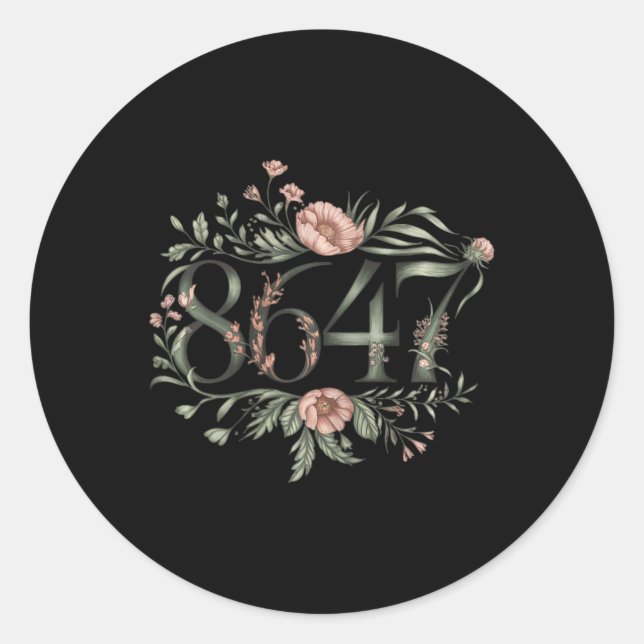 Subtile Anti Trump 8647 Blume Floral Boho Präsiden Runder Aufkleber (Vorderseite)