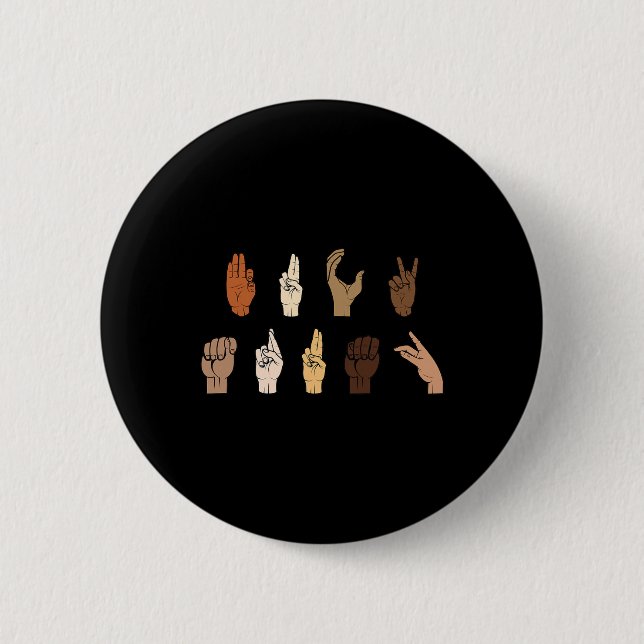 Subtile Anti-Trump-Blm-Gebärdensprache Button (Vorderseite)