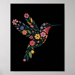 Subtile Anti Trump Floral Hummingbird Hidden Messa Poster