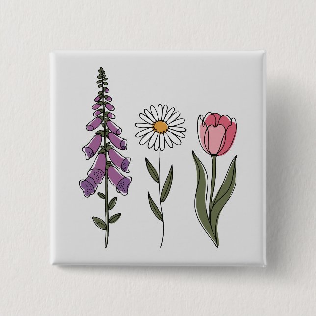 Subtile Anti-Trump - Foxglove Daisy Tulip III Button (Vorderseite)