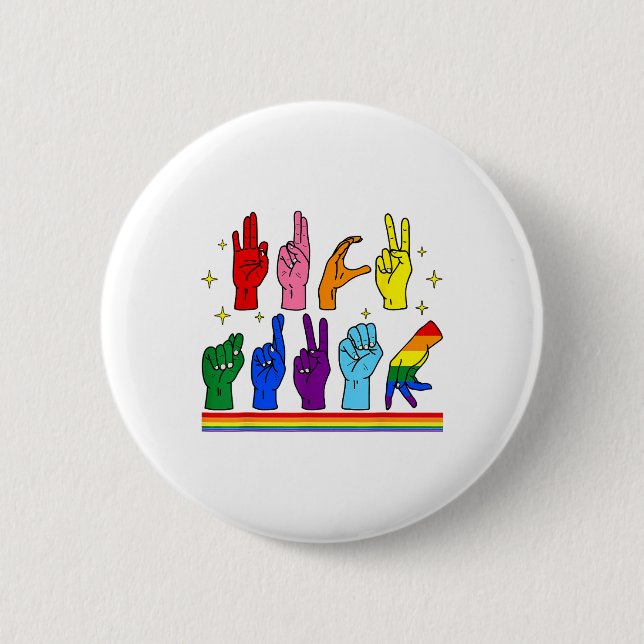Subtile AntiTrump Asl Sign Language Lgbtq+ Resist Button (Vorderseite)