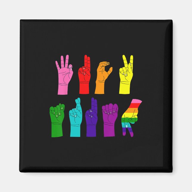 Subtile AntiTrump Asl Sign Language Lgbtq+ Resist Magnet (Vorne)