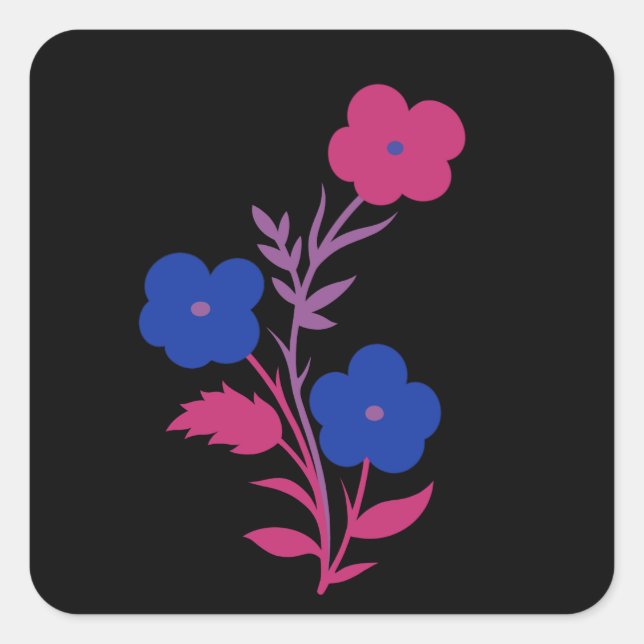 Subtile Bisexuelle Blume Quadratischer Aufkleber (Vorderseite)
