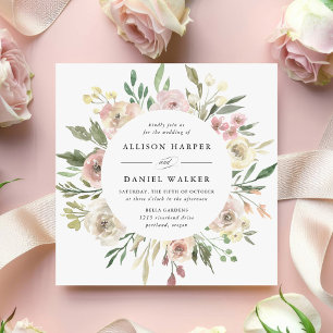 Subtile Blooms Square Wedding Einladung