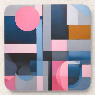 Subtile Blues & Pinks in geometrischer Abstraktion Getränkeuntersetzer