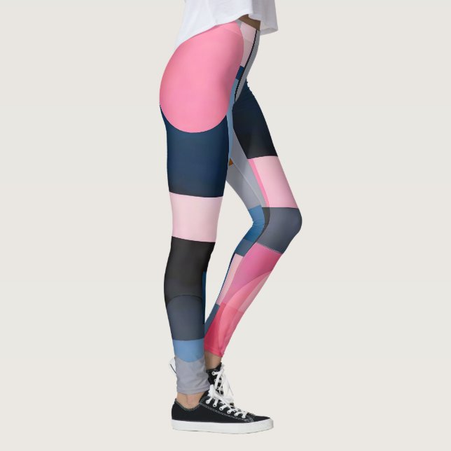 Subtile Blues & Pinks in geometrischer Abstraktion Leggings (Rechts)
