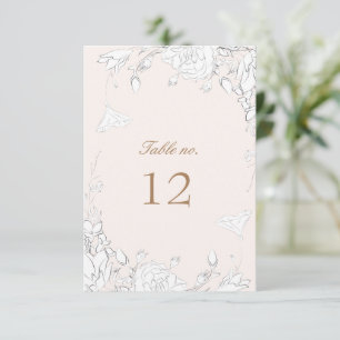 Subtile Blush Floral Wedding Tischnummer