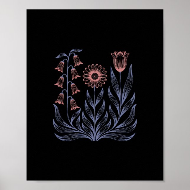 Subtile Boho-Blumen Anti Trump  Poster (Vorne)