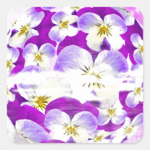 Subtile, einfache Violett-Pansy-Blume Quadratischer Aufkleber