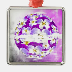 Subtile, einfache Violett-Pansy-Blume Silbernes Ornament
