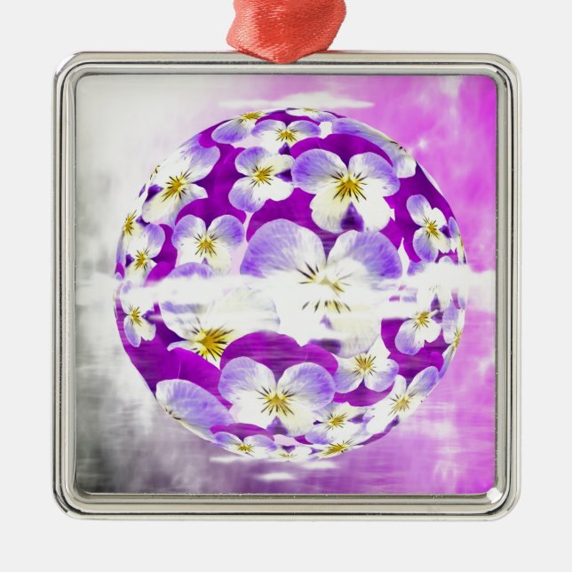 Subtile, einfache Violett-Pansy-Blume Silbernes Ornament (Vorne)