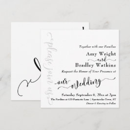 Subtile Elegante Typografie Black on White Wedding Einladung