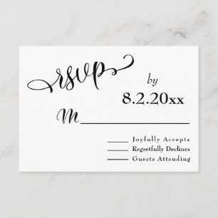 Subtile, elegante Typografie Black Type Wedding RS RSVP Karte
