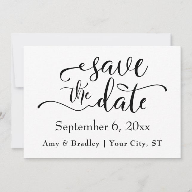 Subtile Elegante Typografie Schwarzer Text Save th Save The Date (Vorderseite)