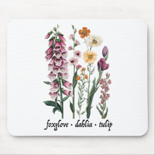 Subtile floral Anti Trump Vintag Foxglove Dahlia T Mousepad