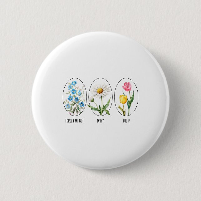 Subtile florale 8647 Trump-Blume vergessen mich ni Button (Vorderseite)