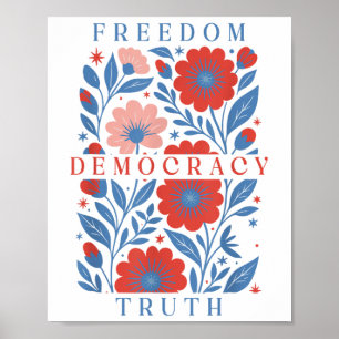 Subtile Freiheit Demokratie Wahrheit Boho Floral 4 Poster
