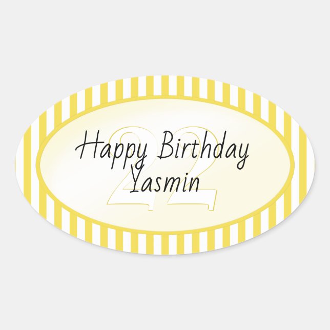 Subtile gelbe/weiße Streifen Muster Ovaler Aufkleber (Vorderseite)