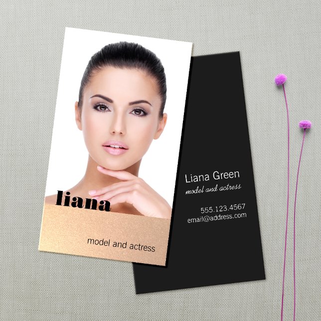 Subtile Gold Glitzer Modeling Fotokarte Visitenkarte (Von Creator hochgeladen)